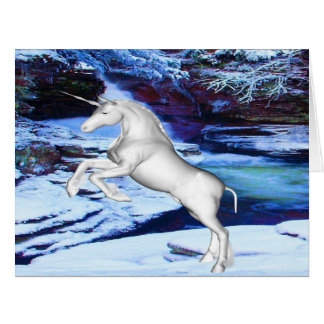 Unicorn in the Snow Birthday Card