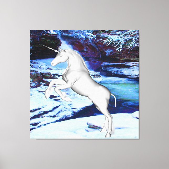 Unicorn in the Snow Canvas Print (Front)
