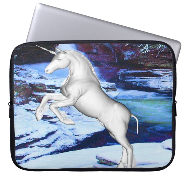 Unicorn in the Snow Laptop Sleeve (Front)