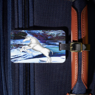 Unicorn in the Snow Luggage Tag