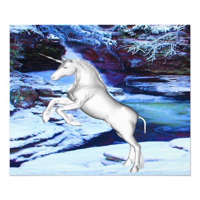 Unicorn in the Snow Photo Print (Front)