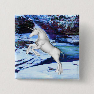 Unicorn in the Snow Pinback Button