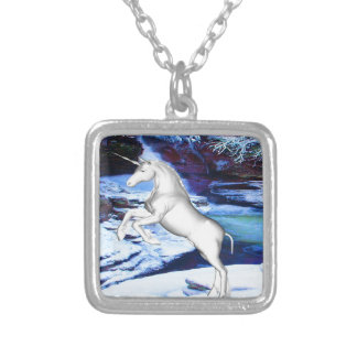 Unicorn in the Snow Silver Plated Necklace