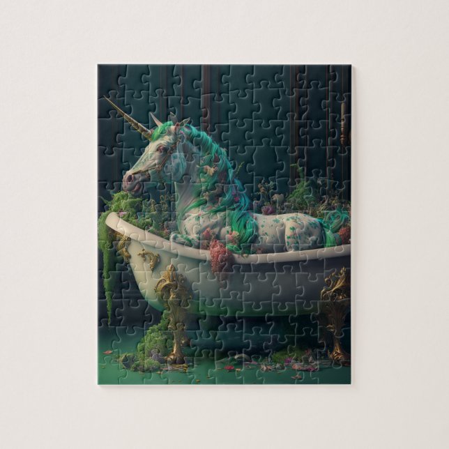 Unicorn in the Tub Full of Plants Jigsaw Puzzle (Vertical)