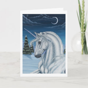 Unicorn in Winter Peace Card