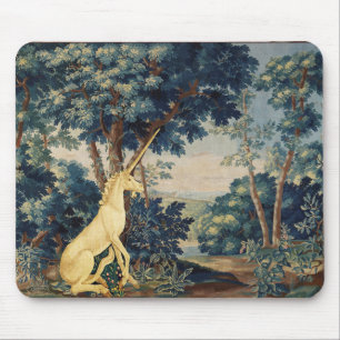 UNICORN IN WOODLAND LANDSCAPE,TREES,GREENERY MOUSE PAD