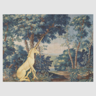 UNICORN IN WOODLAND LANDSCAPE,TREES,GREENERY TISSUE PAPER