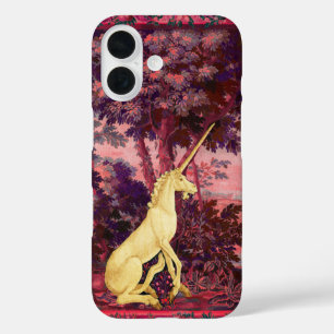 UNICORN IN WOODLAND LANDSCAPE,TREES,PINK BLUE iPhone 16 CASE