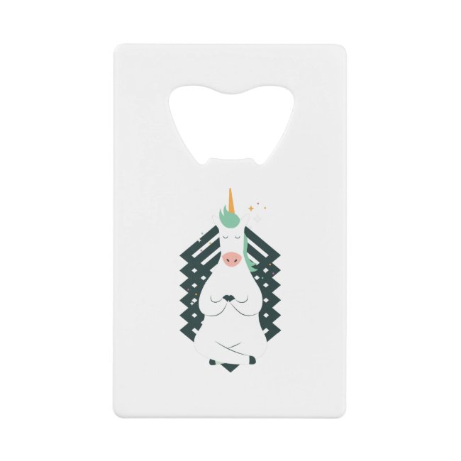 Unicorn in Yoga Pose Credit Card Bottle Opener