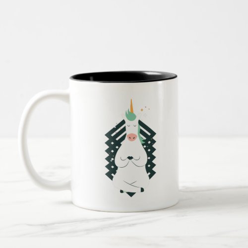 Unicorn in Yoga Pose Two_Tone Coffee Mug