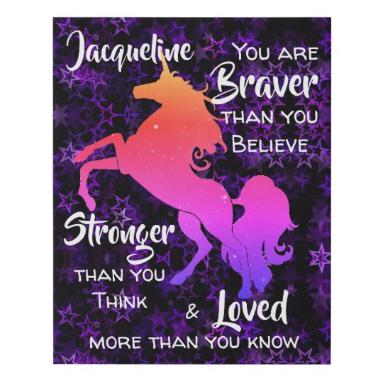 unicorn inspiration for girl quote faux canvas print