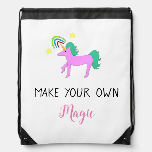 Unicorn inspirational quote drawstring backpack