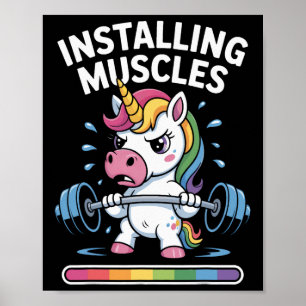 Unicorn Installing Muscles Please Wait Bodybuildin Poster