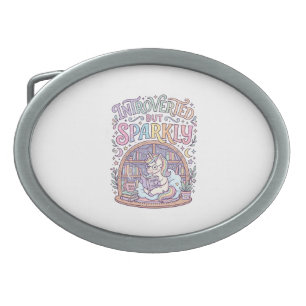 Unicorn Introverted but Sparkly Original White Bac Belt Buckle