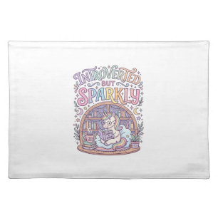 Unicorn Introverted but Sparkly Original White Bac Cloth Placemat