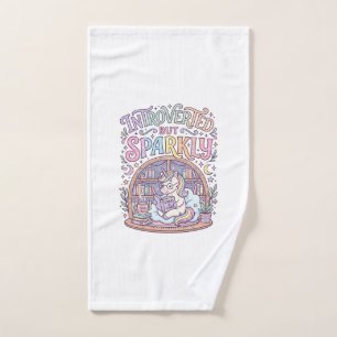 Unicorn Introverted but Sparkly Original White Bac Hand Towel