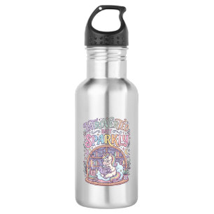 Unicorn Introverted but Sparkly Original White Bac Stainless Steel Water Bottle