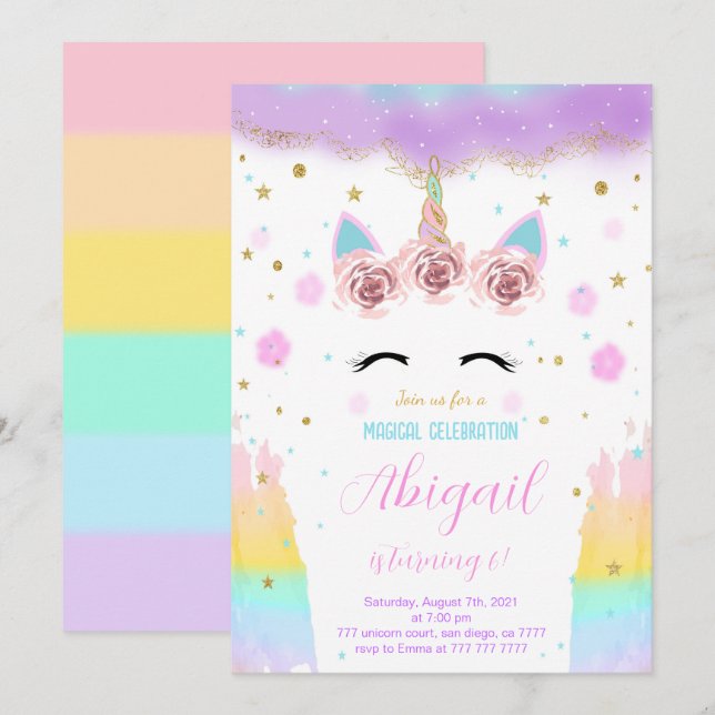 Unicorn Invitation (Front/Back)