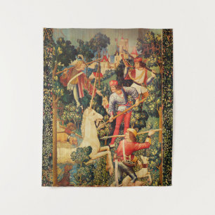 UNICORN IS FOUND FANTASY FLOWERS,FLORAL MOTIFS TAPESTRY