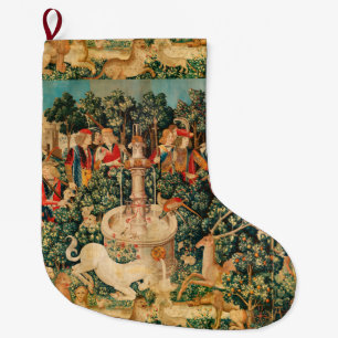 UNICORN IS FOUND / Fountain and Other Animals Large Christmas Stocking