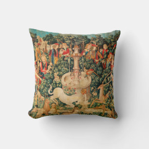 UNICORN IS FOUND / Fountain and Other Animals Throw Pillow