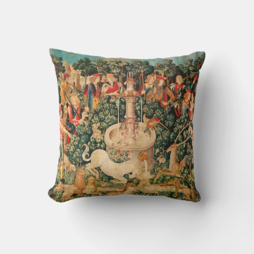 UNICORN IS FOUND  Fountain and Other Animals Throw Pillow