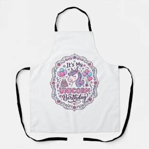 Unicorn It's My Unicorn Birthday Playful Shirt Gra Apron