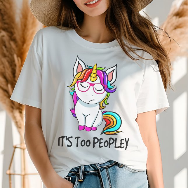  Unicorn It's Too Peopley Funny Modern Introvert Tri-Blend Shirt (Creator Uploaded)