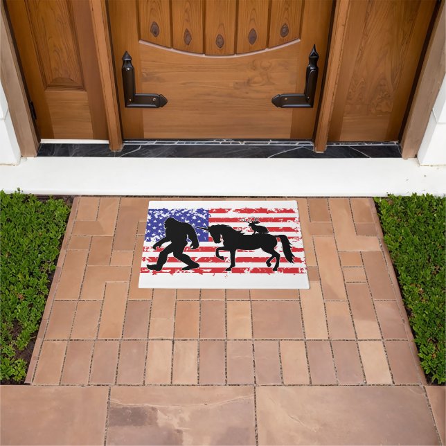 Unicorn, Jackalope, Bigfoot and the American Flag Doormat (Outdoor)