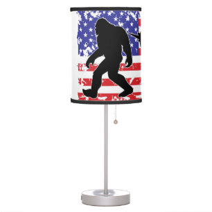 Unicorn, Jackalope, Bigfoot and the American Flag Table Lamp