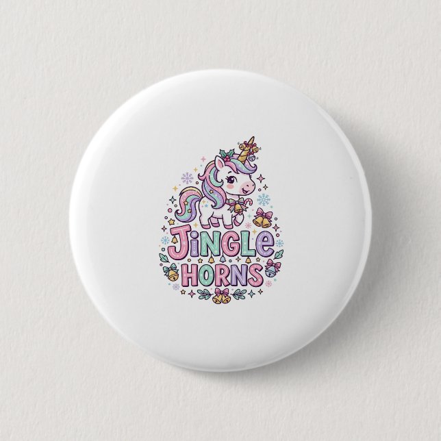 Unicorn Jingle Horns Charming Apparel Graphic_1 Button (Front)