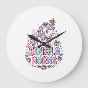 Unicorn Jingle Horns Charming Apparel Graphic_1 Large Clock
