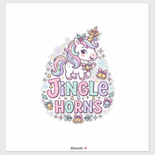 Unicorn Jingle Horns Charming Apparel Graphic_1 Sticker