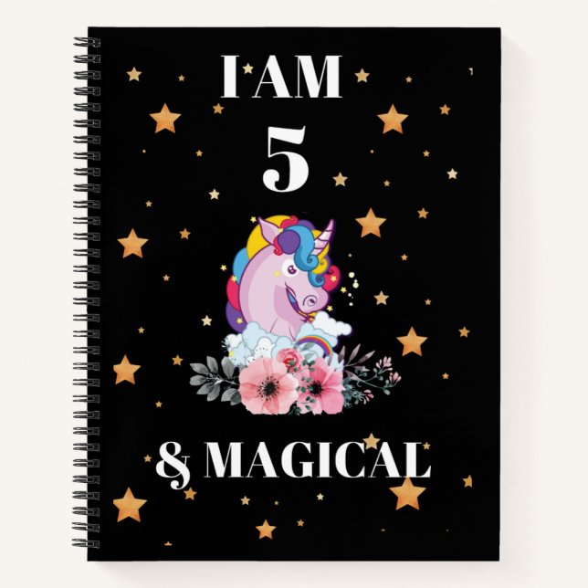 Unicorn Journal I am 5 & Magical notebook (Front)