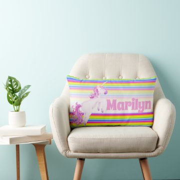 Unicorn jumping rainbow stripes custom name 
