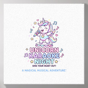 Unicorn Karaoke Night Bold Typography Product Grap Canvas Photo Tile