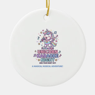 Unicorn Karaoke Night Bold Typography Product Grap Ceramic Ornament