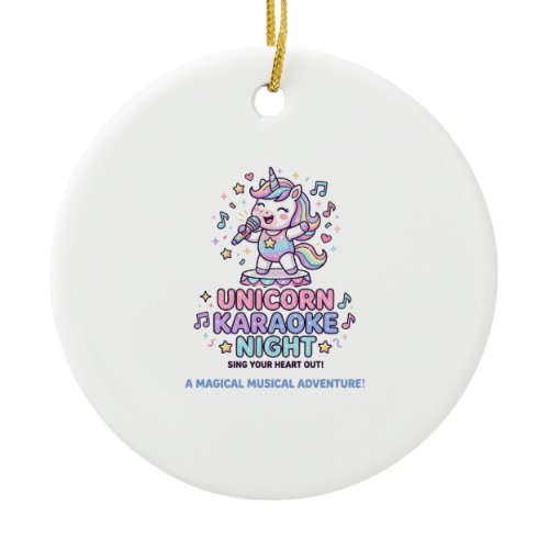 Unicorn Karaoke Night Bold Typography Product Grap Ceramic Ornament