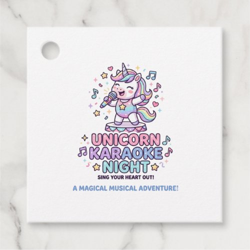 Unicorn Karaoke Night Bold Typography Product Grap Favor Tags
