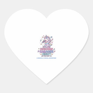 Unicorn Karaoke Night Bold Typography Product Grap Heart Sticker