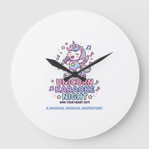 Unicorn Karaoke Night Bold Typography Product Grap Large Clock