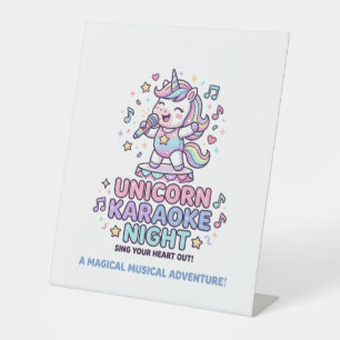 Unicorn Karaoke Night Bold Typography Product Grap Pedestal Sign