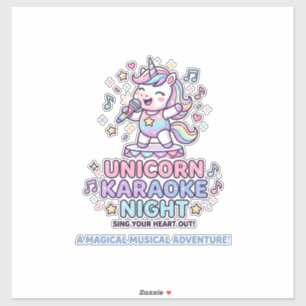 Unicorn Karaoke Night Bold Typography Product Grap Sticker