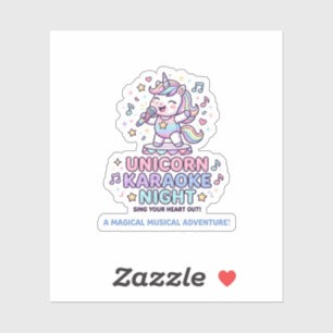 Unicorn Karaoke Night Bold Typography Product Grap Sticker