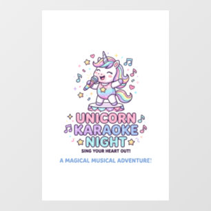 Unicorn Karaoke Night Bold Typography Product Grap Window Cling
