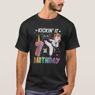 Unicorn Karate 7Th Birthday 7 Seven Years Old Taek T-Shirt