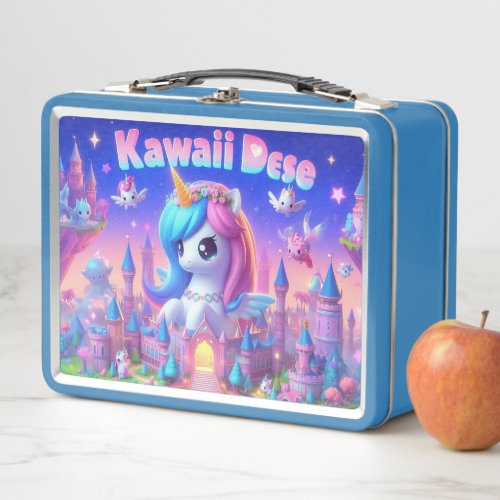 Unicorn Kawaii Dese Kingdom Metal Lunch Box