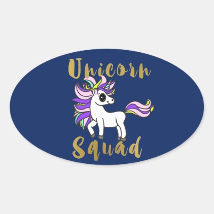 unicorn kawaii, Unicorn Squad, Colorful Pony Oval Sticker