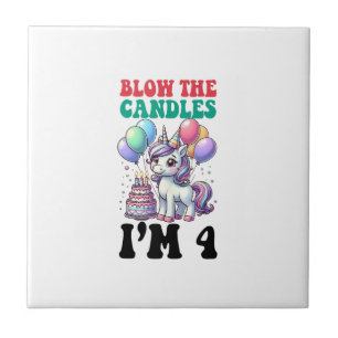 Unicorn Kids 4th Birthday Party Boy 4 Year Old Bda Ceramic Tile