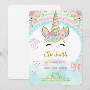 Unicorn kids Birthday Invitation